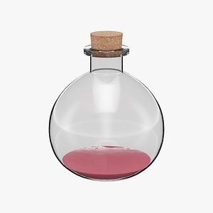 Magic Potion Bottle - Glass Vial with Cork Stopper 3D
