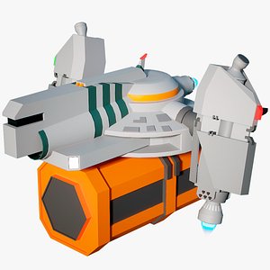 Lowpoly Cartoon Cargo Spaceship 02 Rigged PBR