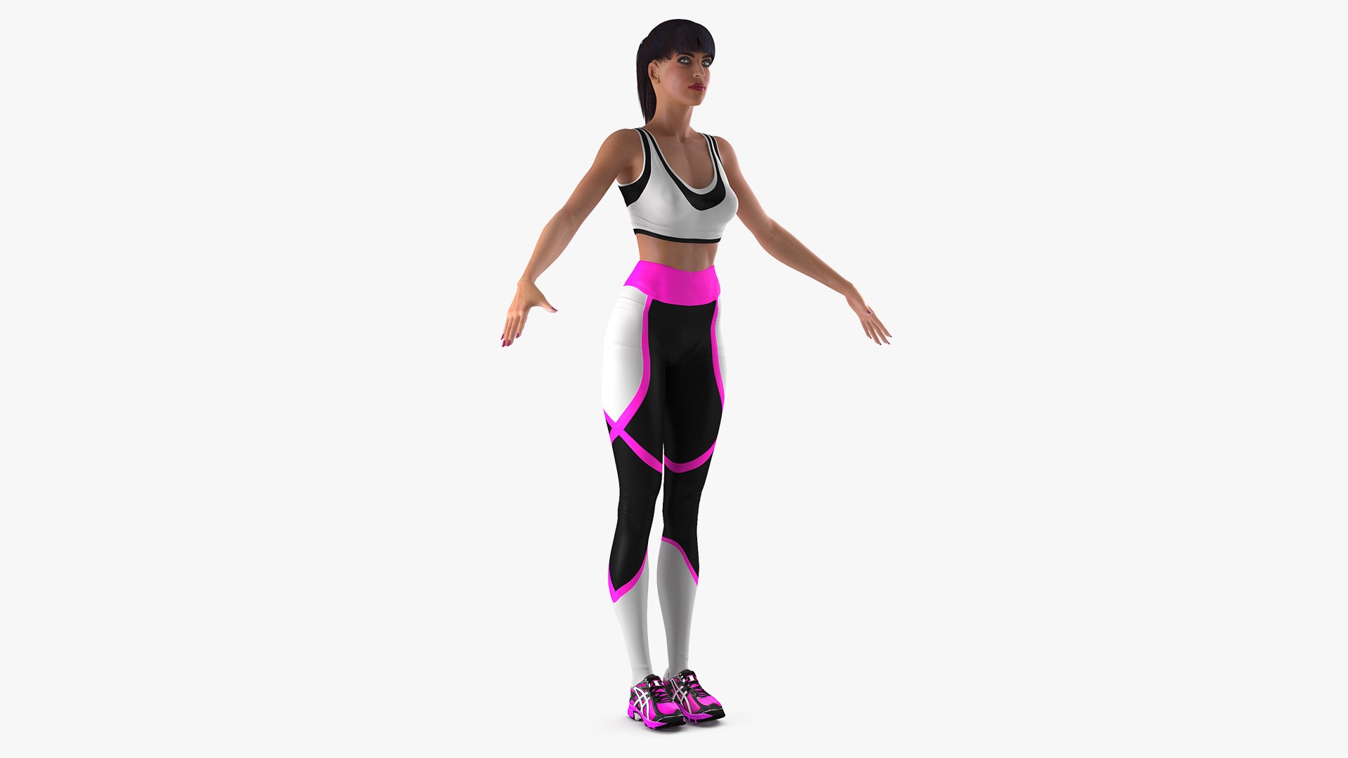 Woman in Sportswear T-Pose 3D model preview
