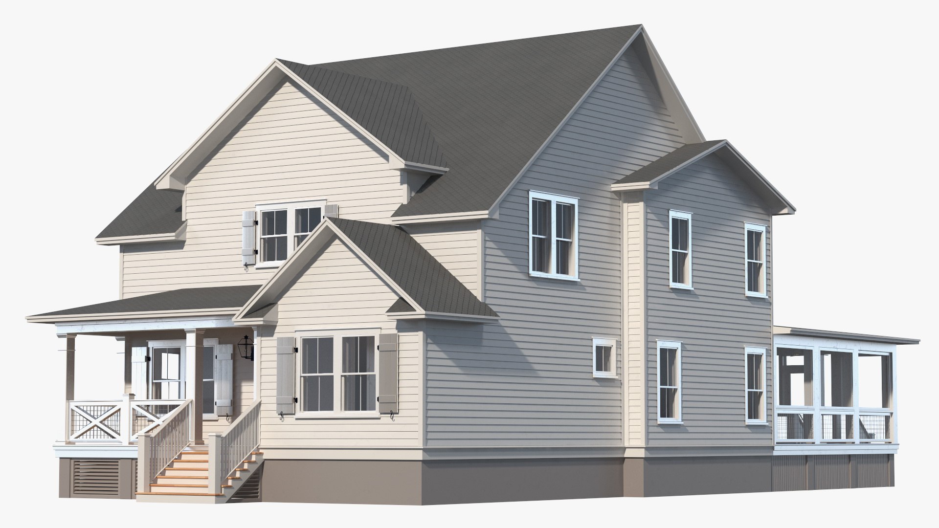 American Private House 3D model preview