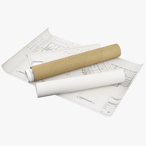 Blueprints With Cardboard Tube