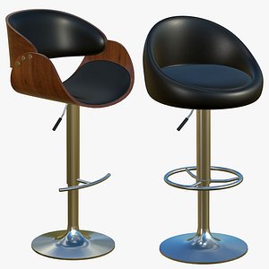 3D model Realistic Leather Stool Chair