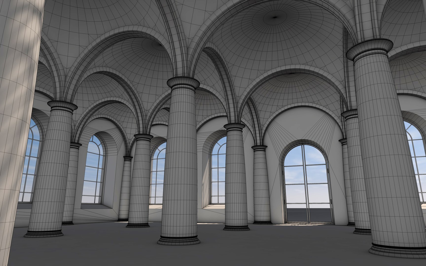 Hall columns 3D - TurboSquid 1220664