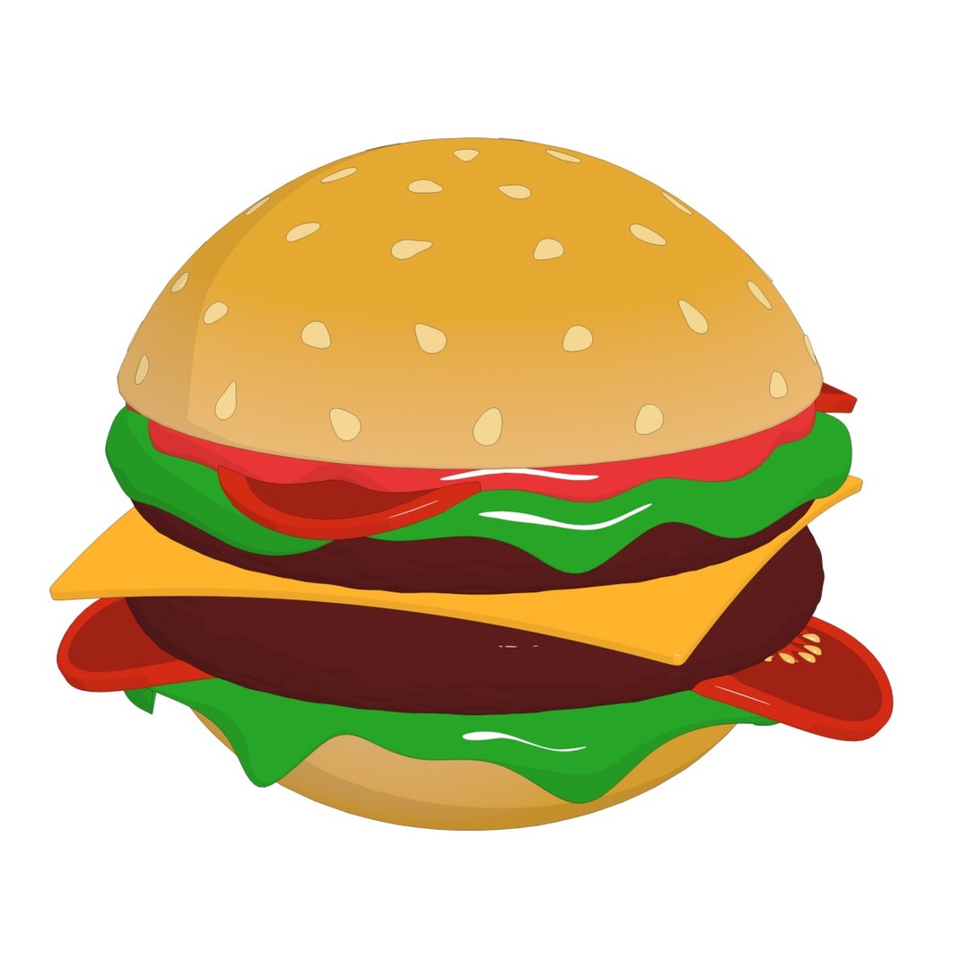 3D Model Cartoon Hamburger - TurboSquid 1327773