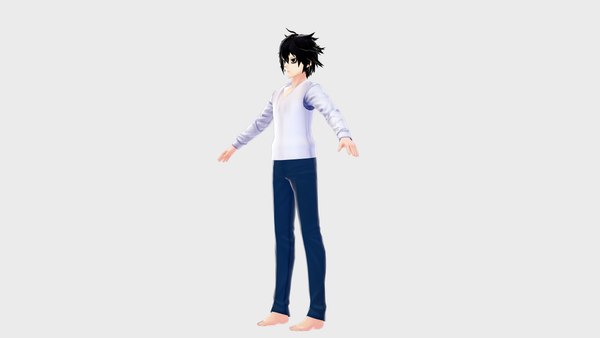 modelo 3d L MODELO 3D DEATH NOTE PERSONAJE ANIME FANTASÍA T-POSE FORMA ...