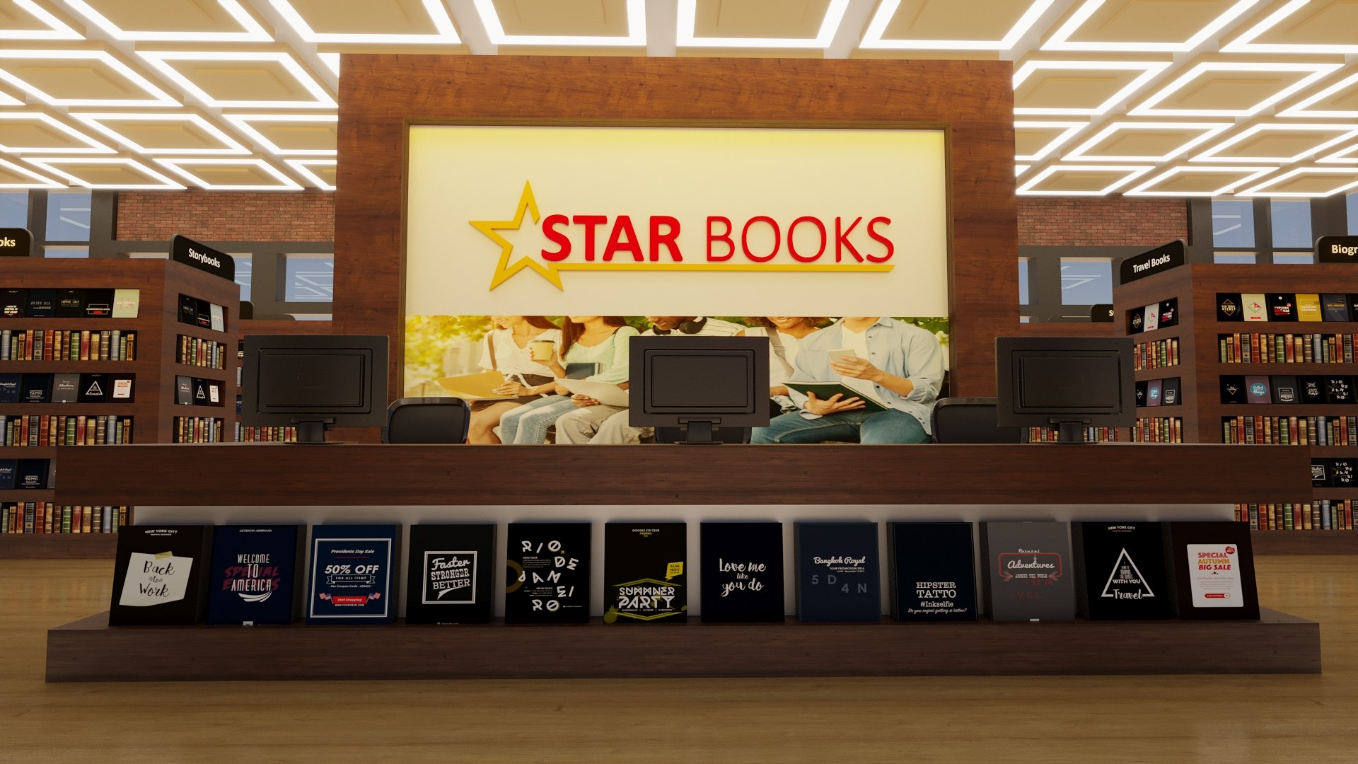 3D Star Books Library Store - TurboSquid 1901147