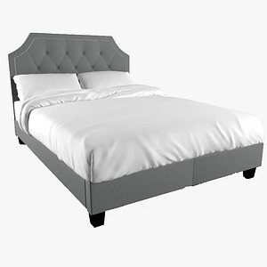 INSPIRE Q Grace Grey Linen Button Tufted Arched Bridge Upholstered Bed