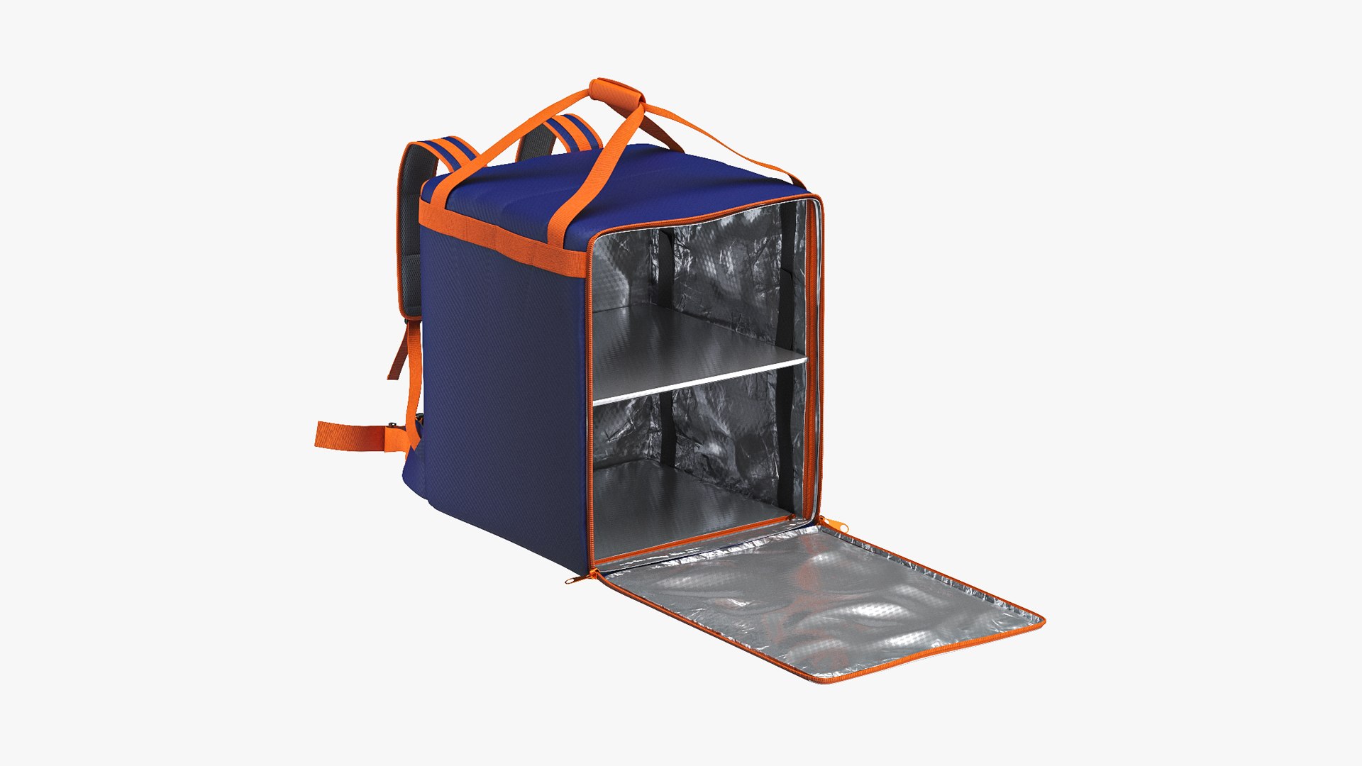 Food Delivery Bag Open Orange Blue 3D model preview