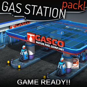 3d model gas station pack -