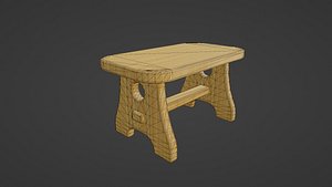 Wooden stool PBR Low-poly game ready