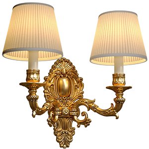 3D Golden Sconce in classic style Wall lamp with two arms 3D model model