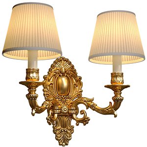 Golden Sconce in classic style Wall lamp with two arms 3D model