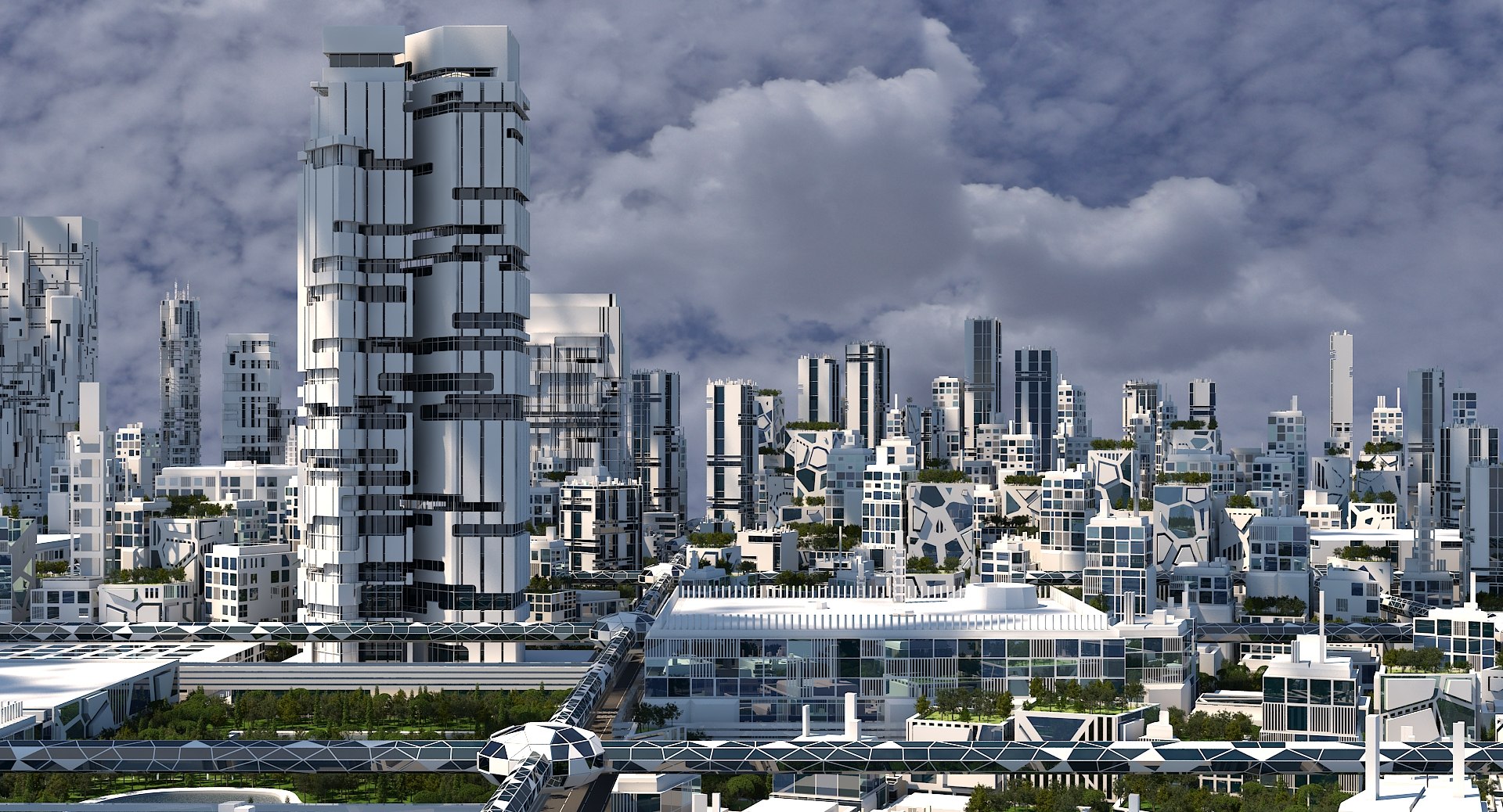 3D Model Futuristic Cityscape - TurboSquid 1524013