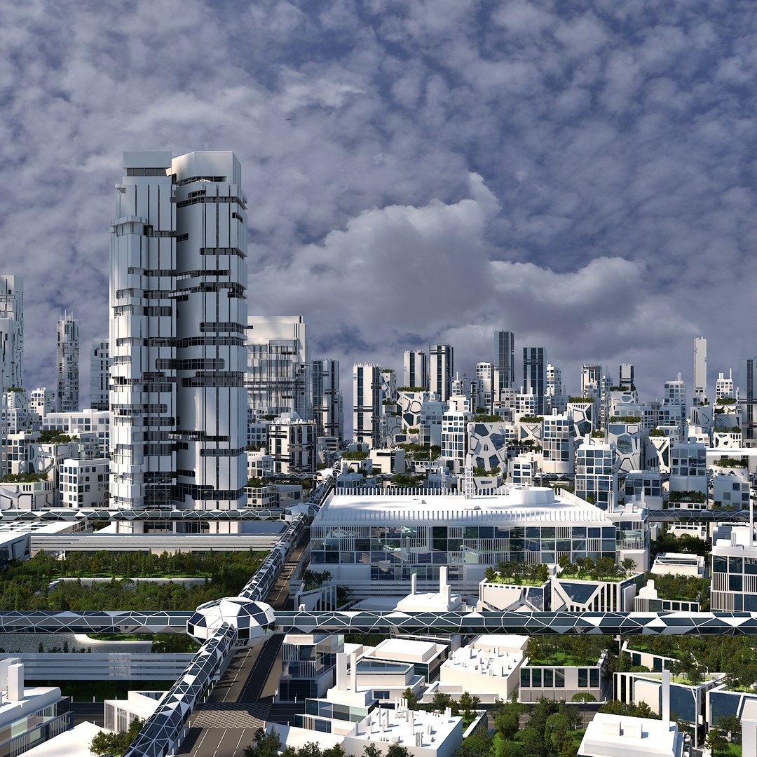 3D Model Futuristic Cityscape - TurboSquid 1524013