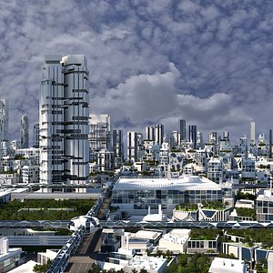 3D model futuristic cityscape