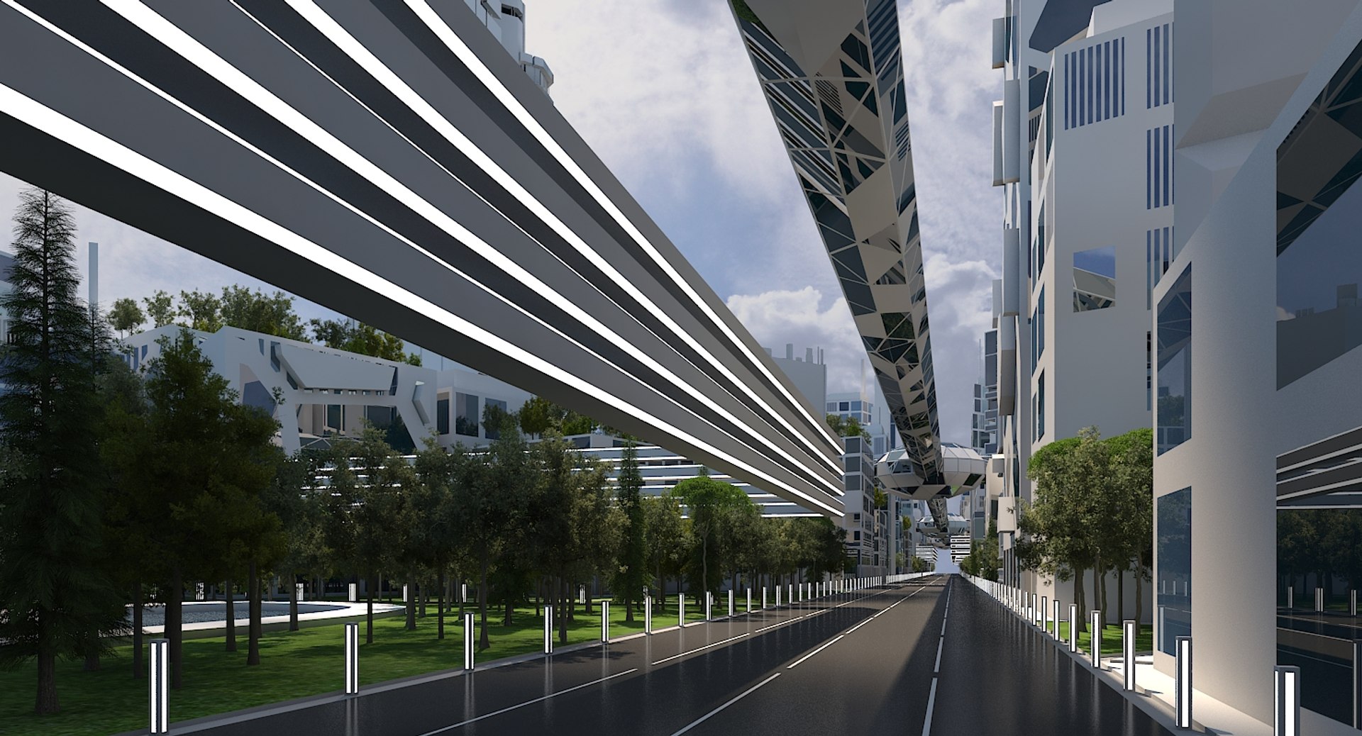3D Model Futuristic Cityscape - TurboSquid 1524013