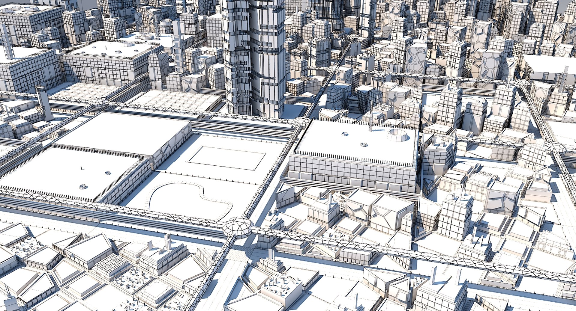 3D Model Futuristic Cityscape - TurboSquid 1524013