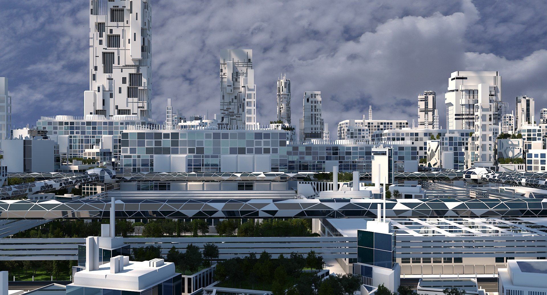 3D Model Futuristic Cityscape - TurboSquid 1524013