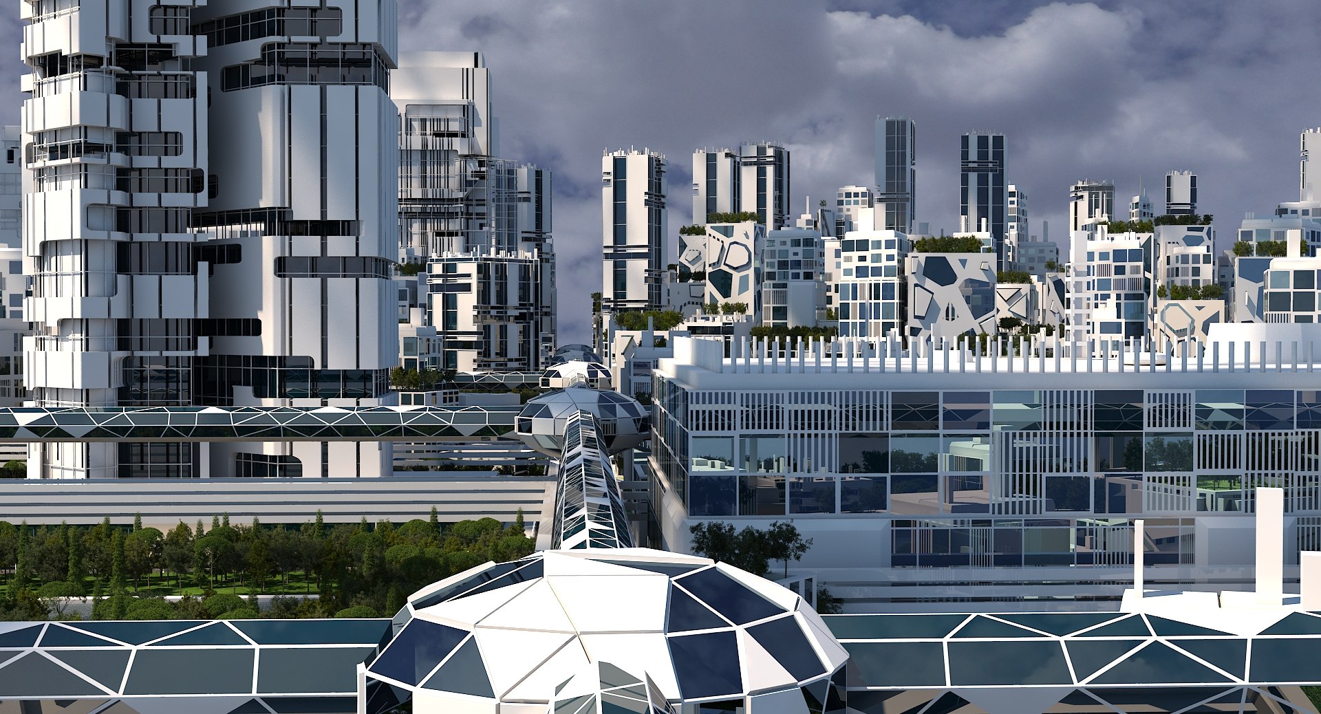 3D Model Futuristic Cityscape - TurboSquid 1524013