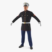US Marine Corps Soldier in Parade Uniform 3D Model