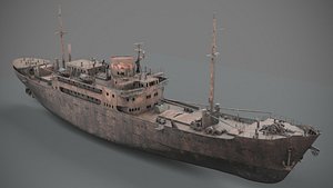 3D old rusted abandoned vessel model