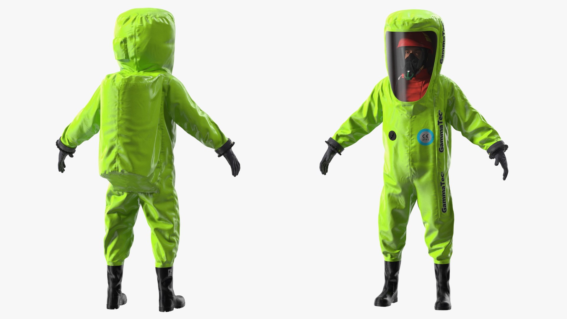 Heavy Duty Chemical Protective Suit Neutral Pose Green 3D model preview