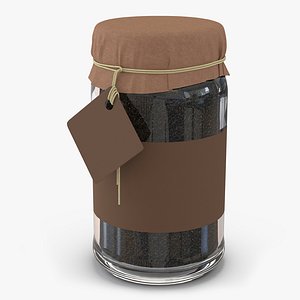 Green Tea In Glass Jar 2 3D Model