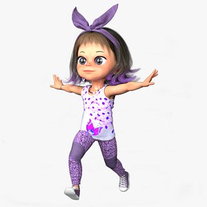 Cartoon 3D Rigged Cute Little Girl-Anna Character Model 3D