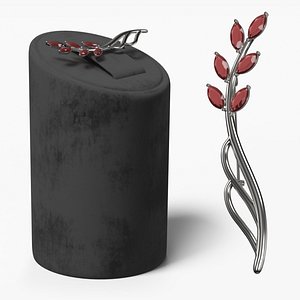 Silver Brooch with Gemstones on Stand model