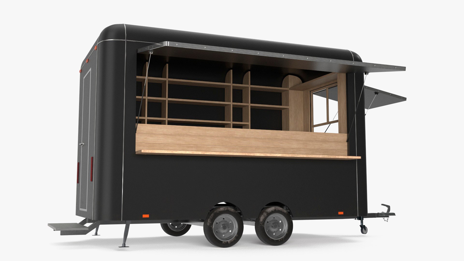 Food Trailer Black Empty 3D model preview