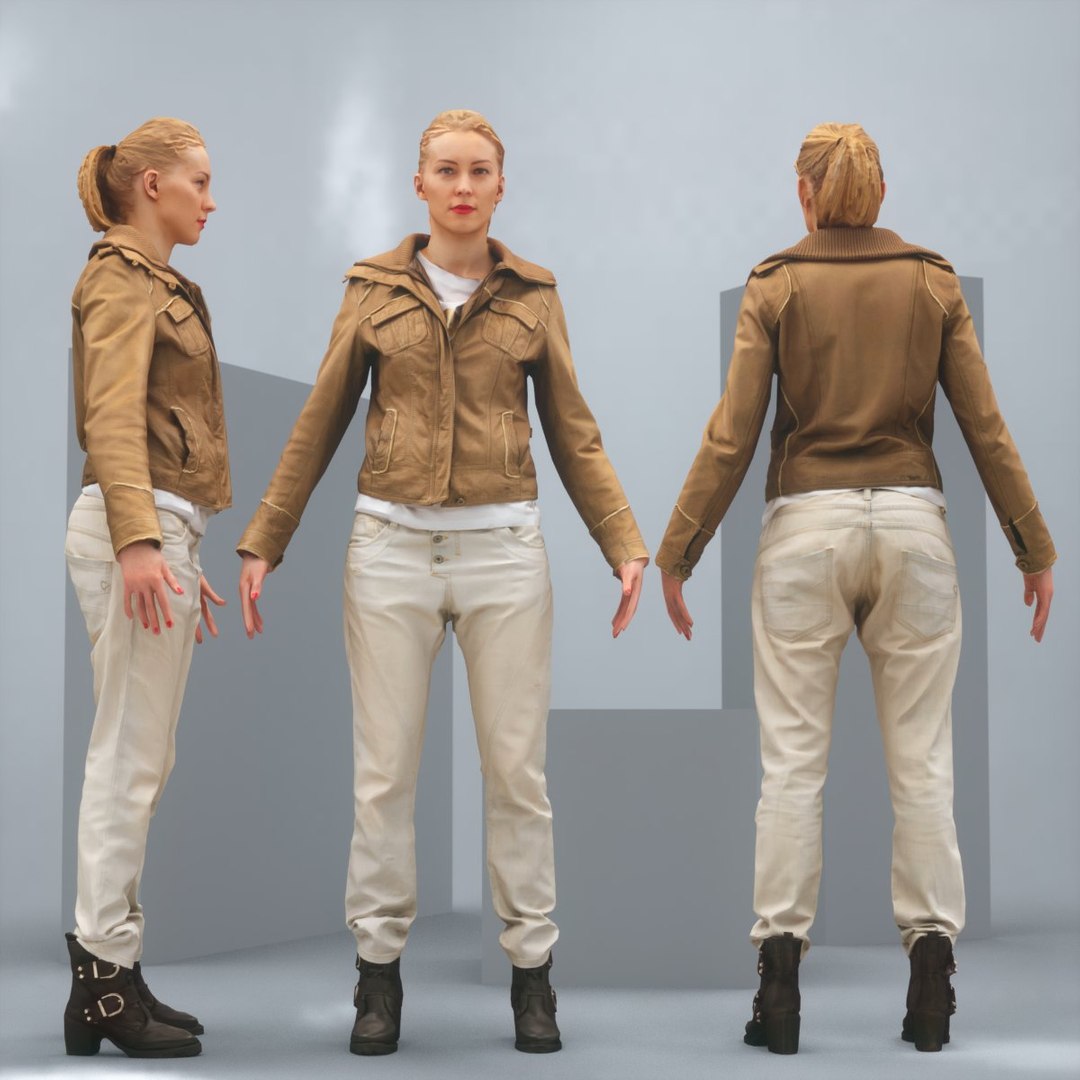 Realistic Posing Blonde Leather Jacket 3D - TurboSquid 1451570