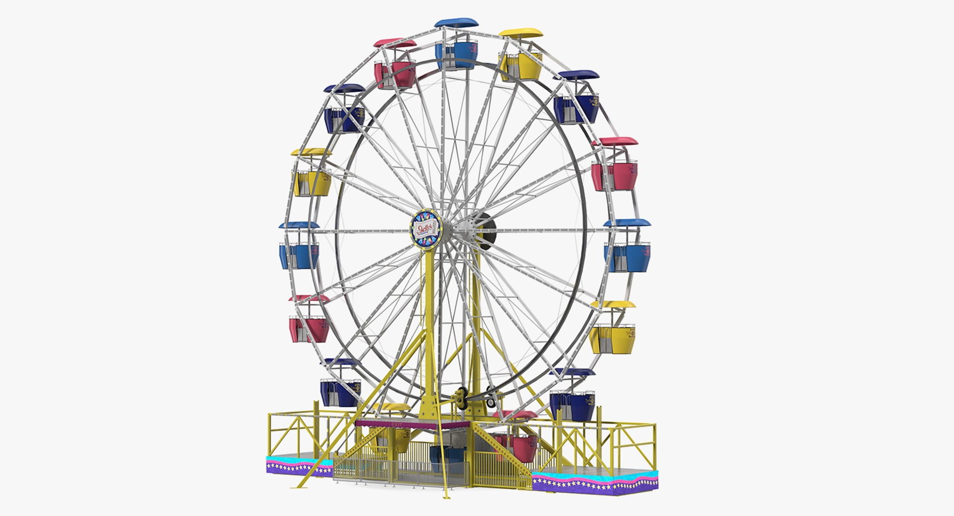 Small Town Carnival Ferris Wheel Rigged 3D model preview