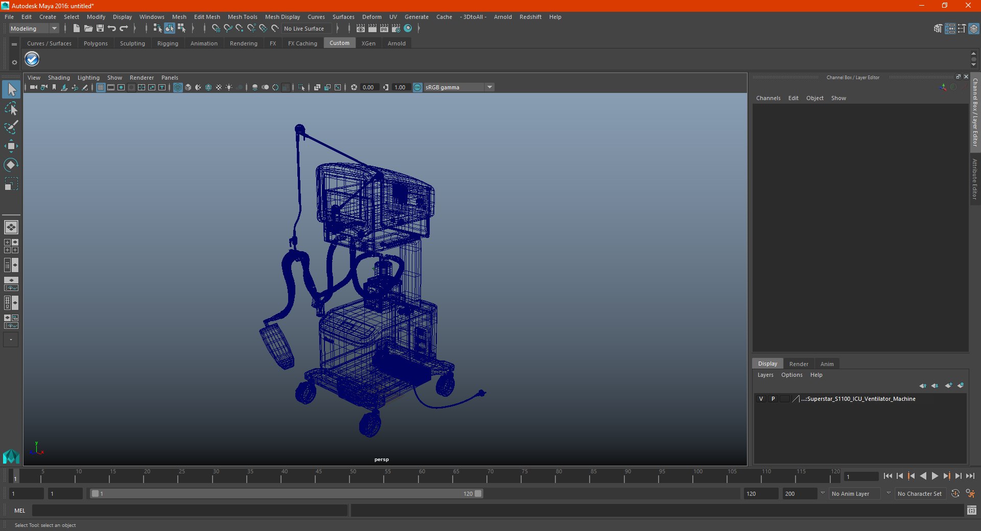 Superstar S1100 ICU Ventilator Machine 3D model preview