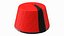 Cappello tradizionale arabo rosso di Fez con pelliccia di nappa nera