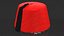 Cappello tradizionale arabo rosso di Fez con pelliccia di nappa nera