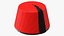 Cappello tradizionale arabo rosso di Fez con pelliccia di nappa nera