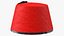Cappello tradizionale arabo rosso di Fez con pelliccia di nappa nera