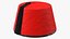 Cappello tradizionale arabo rosso di Fez con pelliccia di nappa nera