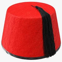 Traditional Arabic Red Fez Hat With Black Tassel Fur