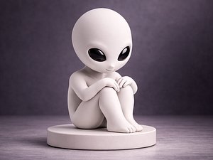 3D Alien sculpture in serene pose - 3D Print model model