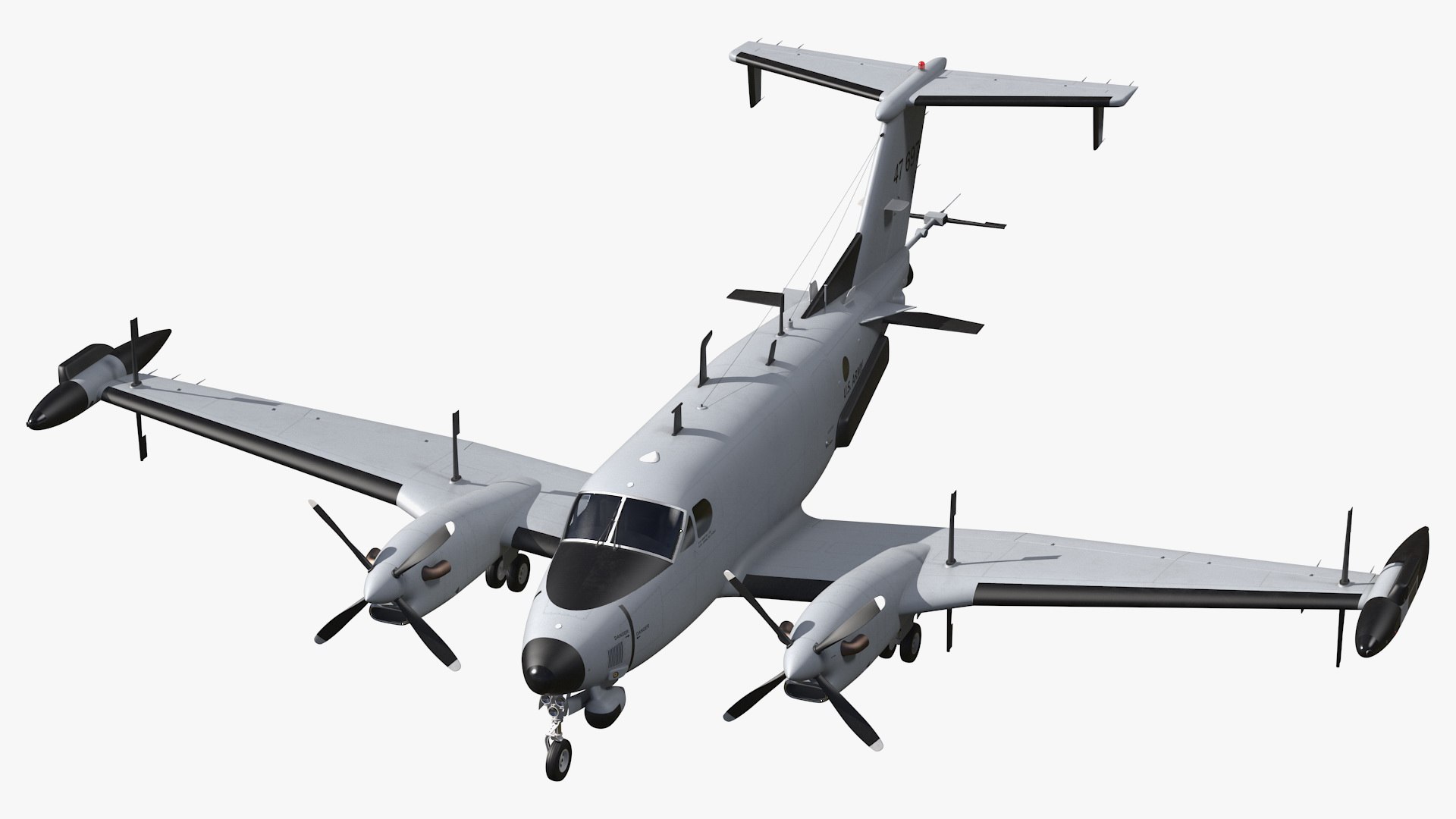 Beechcraft RC12X Guardrail US Army Aircraft 3D model preview