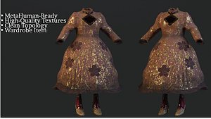 3D Metahuman Parametric Burgundy Dress model