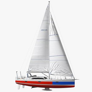 3D Offshore Sailing Yacht Colored