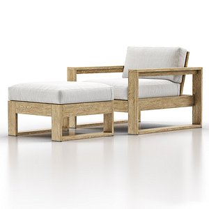 Portside Outdoor Lounge Chair with Ottoman