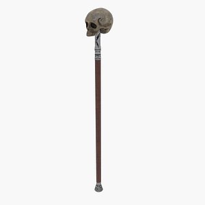 Cane with a skull 3D