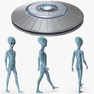 3D model space alien ufo rigged
