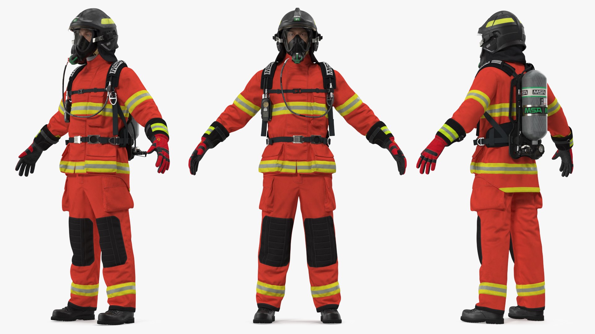 Firefighter Fully Equipped Rigged for Maya 3D model preview