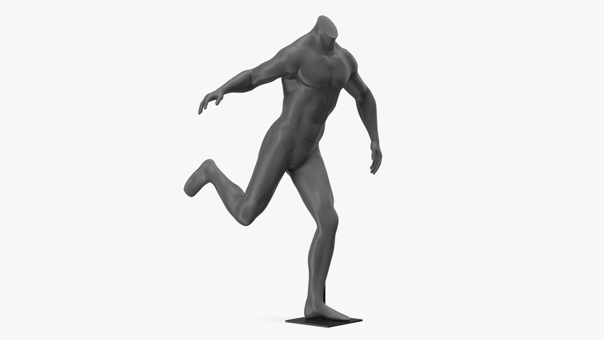 Male Sports Mannequin Playing Basketball Black 3D model preview