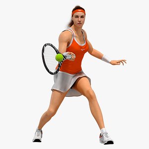Female Tennis Player Animated HQ 3D model