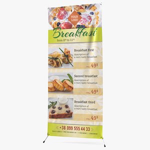 Banner Stand with Breakfast Menu model